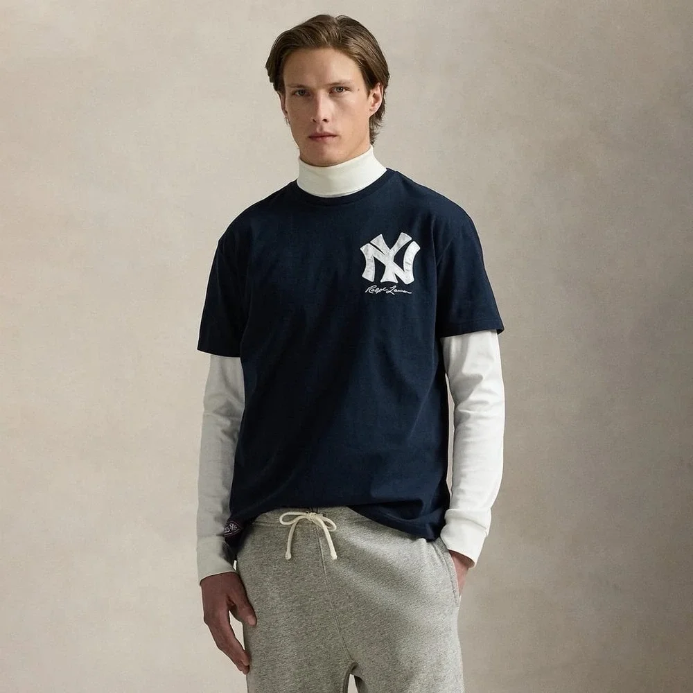 Polo Ralph Lauren x New York NY Yankees Men's XXL Cotton T-Shirt Navy Blue MLB